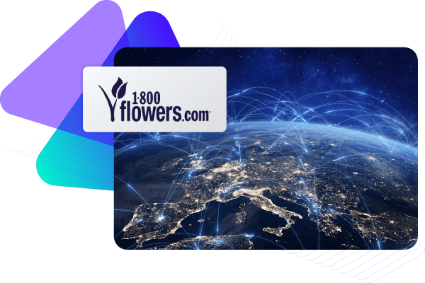 1-800-Flowers.com with image of global connection.