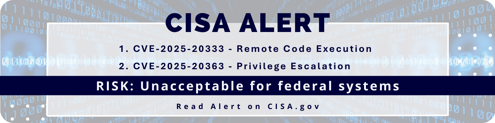 CISA.gov Alert Unacceptable Risk for Fedral Systems