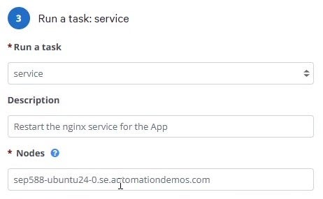 Run a task service node screenshot