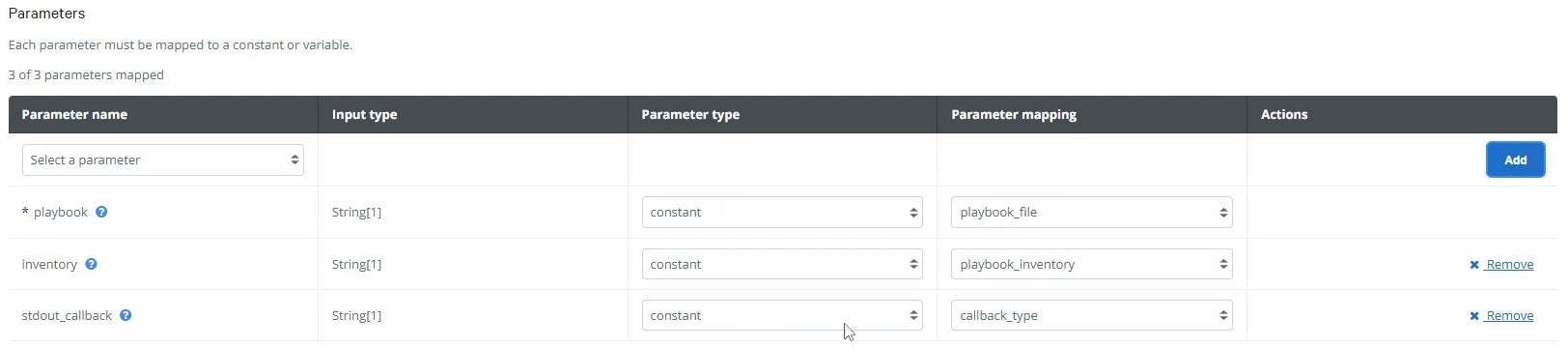 Create an application workflow step parameter screenshot