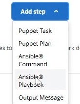 Screenshot of adding ansible step